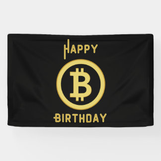 Gefeliciteerd Verjaardag Bitcoin Gold 2.5x4 Vinyl Spandoek
