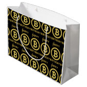 Gefeliciteerd Verjaardag Bitcoin Goud Grote Cadeau Groot Cadeauzakje (Achterkant Gekanteld)