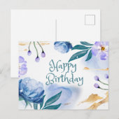 Gefeliciteerd Verjaardag Blauwe en Paarse Waterver Briefkaart (Voorkant / Achterkant)