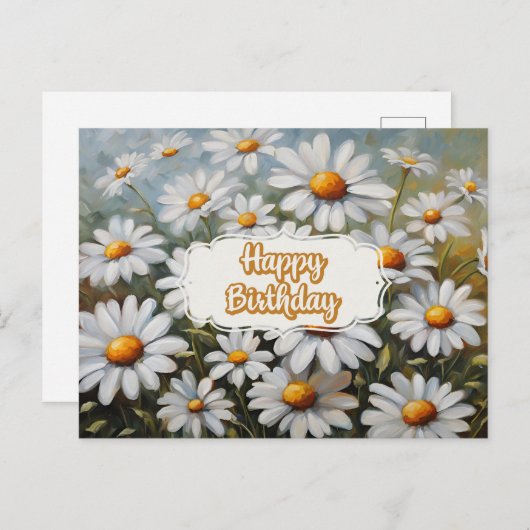 Gefeliciteerd verjaardag bloeiende madeliefjes blo briefkaart (Voorkant / Achterkant)