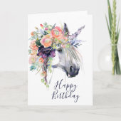 Gefeliciteerd verjaardag | Bloemengeschmukt eenhoo Kaart (Voorkant)