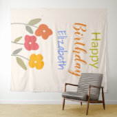 Gefeliciteerd Verjaardag Bloemige bloesems aangepa Wandkleed (In Situ (horizontaal))