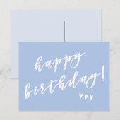 Gefeliciteerd verjaardag! Blue Brush Script Briefkaart (Voorkant / Achterkant)