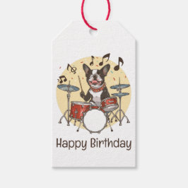 Gefeliciteerd Verjaardag Boston Terrier Hond Speel Cadeaulabel
