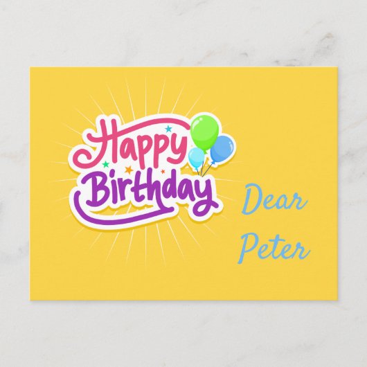 Gefeliciteerd verjaardag briefkaart (Voorkant)