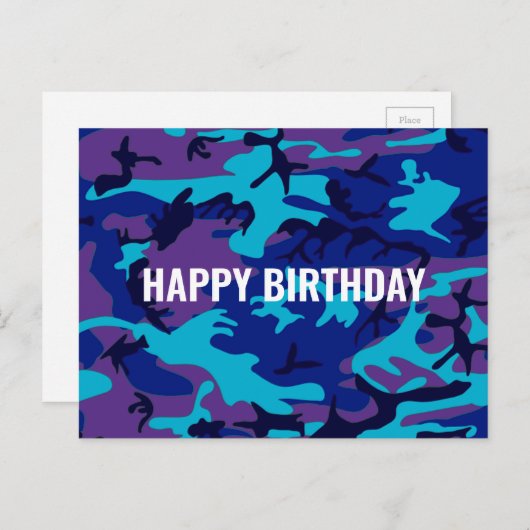 Gefeliciteerd Verjaardag Camouflage Donkerblauw &  Briefkaart (Voorkant / Achterkant)
