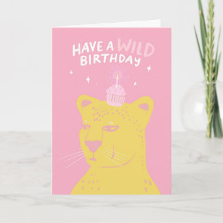 Gefeliciteerd verjaardag Cheetah met Cupcake voor Kaart