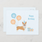 Gefeliciteerd Verjaardag Corgi Hond Briefkaart (Voorkant / Achterkant)