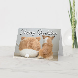 Gefeliciteerd verjaardag   Corgi & Pluche puppy Kaart