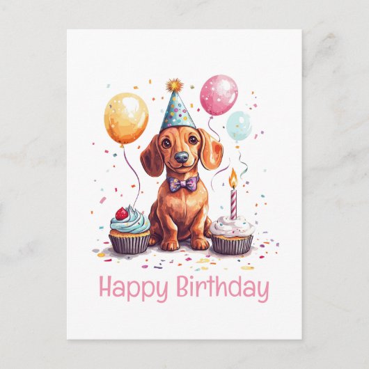 Gefeliciteerd Verjaardag Dachshond Hond  Briefkaart (Voorkant)