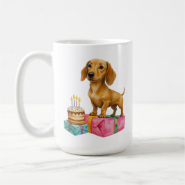 Gefeliciteerd verjaardag dachshond puppy hond vade koffiemok