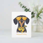 Gefeliciteerd Verjaardag Dachshund Hond Zonnebril  Briefkaart (Staand voorkant)