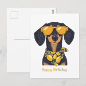 Gefeliciteerd Verjaardag Dachshund Hond Zonnebril  Briefkaart (Voorkant / Achterkant)