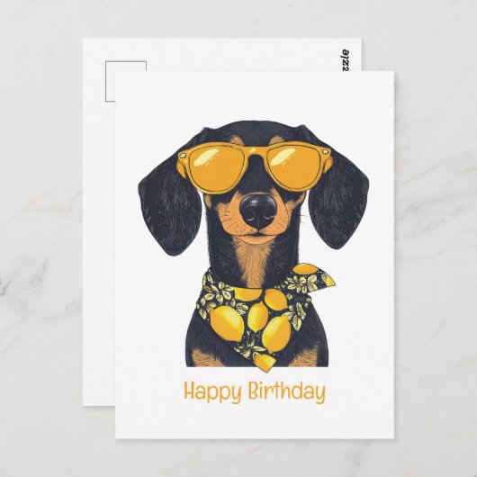 Gefeliciteerd Verjaardag Dachshund Hond Zonnebril Briefkaart (Voorkant / Achterkant)
