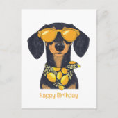 Gefeliciteerd Verjaardag Dachshund Hond Zonnebril Briefkaart (Voorkant)