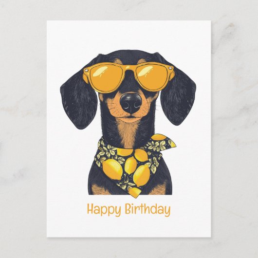 Gefeliciteerd Verjaardag Dachshund Hond Zonnebril  Briefkaart (Voorkant)