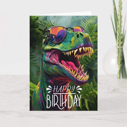 Gefeliciteerd Verjaardag Dinosaur Jungle Cool Jura Kaart (Voorkant)