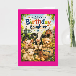 Gefeliciteerd Verjaardag Dochter Boerderij Dieren Kaart