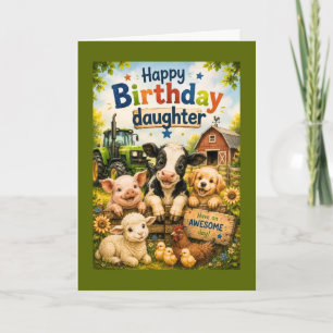 Gefeliciteerd Verjaardag Dochter Boerderij Dieren Kaart