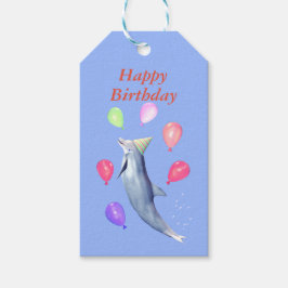 Gefeliciteerd Verjaardag Dolfijn en Ballonnen Cadeaulabel