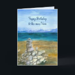 Gefeliciteerd Verjaardag Echtgenoot Meer Zen Rotse Kaart<br><div class="desc">Een "Gefeliciteerd verjaardag aan de man van wie ik houd" wenskaart versierd met een bergmeer met zen stenen op het strand geschilderd in waterverf. Geïnspireerd door een vroeg voorjaarslandschap van het zuidelijke deel van Lake Tahoe. U kunt het bericht aanpassen aan uw behoeften.</div>