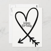 Gefeliciteerd Verjaardag Eenvoudig Hart Pijl Zwart Briefkaart (Voorkant / Achterkant)