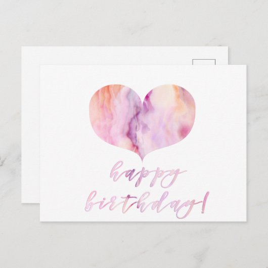 Gefeliciteerd verjaardag! Elegant Paars Agaat Hart Briefkaart (Voorkant / Achterkant)