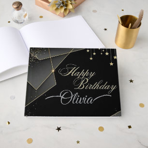 Gefeliciteerd Verjaardag– Elegant Zwart & Goud Geb Gastenboek