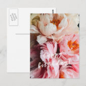 Gefeliciteerd verjaardag! Elegante roze en blozend Briefkaart (Voorkant / Achterkant)