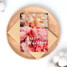 Gefeliciteerd verjaardag! Elegante roze en perzik  Briefkaart
