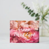 Gefeliciteerd verjaardag! Elegante Roze Pioen Post Briefkaart (Staand voorkant)