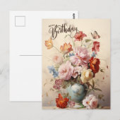 Gefeliciteerd Verjaardag Elegante Victoriaanse Blo Briefkaart (Voorkant / Achterkant)