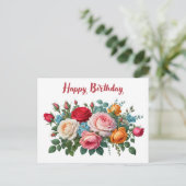 Gefeliciteerd Verjaardag Elegante Vintage Rozen Briefkaart (Staand voorkant)