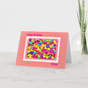 Gefeliciteerd verjaardag Elise Perzik Roze Kaart