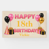 Gefeliciteerd Verjaardag Elke Leeftijd Beige Spandoek (Horizontaal)