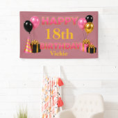 Gefeliciteerd Verjaardag Elke Leeftijd Roze Goud Spandoek (Insitu)