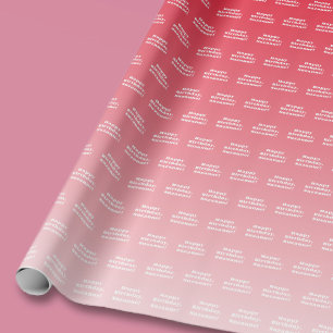 Gefeliciteerd verjaardag & Elke naam   Rode Ombre Cadeaupapier