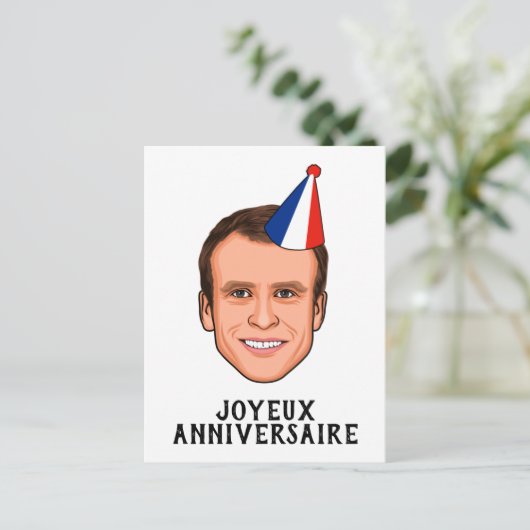 GEFELICITEERD VERJAARDAG Emmanuel Macron Briefkaart (Staand voorkant)