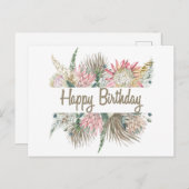 Gefeliciteerd Verjaardag Exotische Waterverf Bloem Briefkaart (Voorkant / Achterkant)