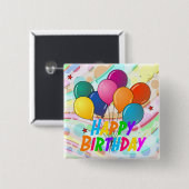 Gefeliciteerd verjaardag, feestelijke vormgeving, vierkante button 5,1 cm (Voorkant /achterkant)