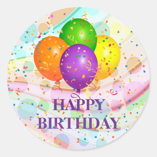 Gefeliciteerd verjaardag, feestje... ronde sticker (Voorkant)