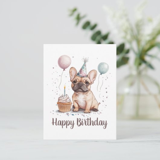 Gefeliciteerd Verjaardag Franse Bulldog Briefkaart (Staand voorkant)