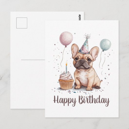 Gefeliciteerd Verjaardag Franse Bulldog Briefkaart (Voorkant / Achterkant)