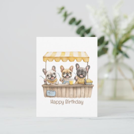 Gefeliciteerd Verjaardag Franse Bulldog Lemonadest Briefkaart (Staand voorkant)