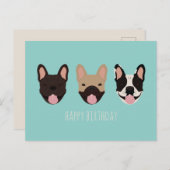 Gefeliciteerd Verjaardag Franse Bulldog Teal Briefkaart (Voorkant / Achterkant)
