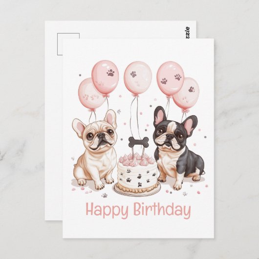 Gefeliciteerd Verjaardag Franse Bulldog Verjaardag Briefkaart (Voorkant / Achterkant)