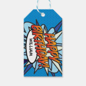 Gefeliciteerd verjaardag Fun Retro stripboek Pop A Cadeaulabel (Voorkant)