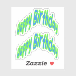 Gefeliciteerd Verjaardag Funky Tekst Blauw/Groen Sticker