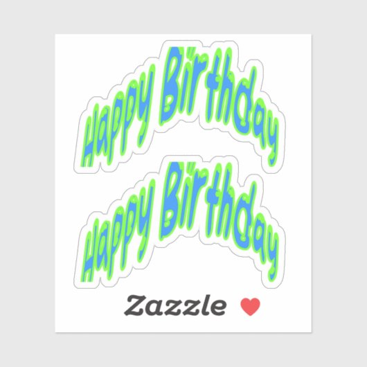 Gefeliciteerd Verjaardag Funky Tekst Blauw/Groen Sticker (Vel)