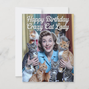 Gefeliciteerd Verjaardag Gekke Katten Dame Briefkaart